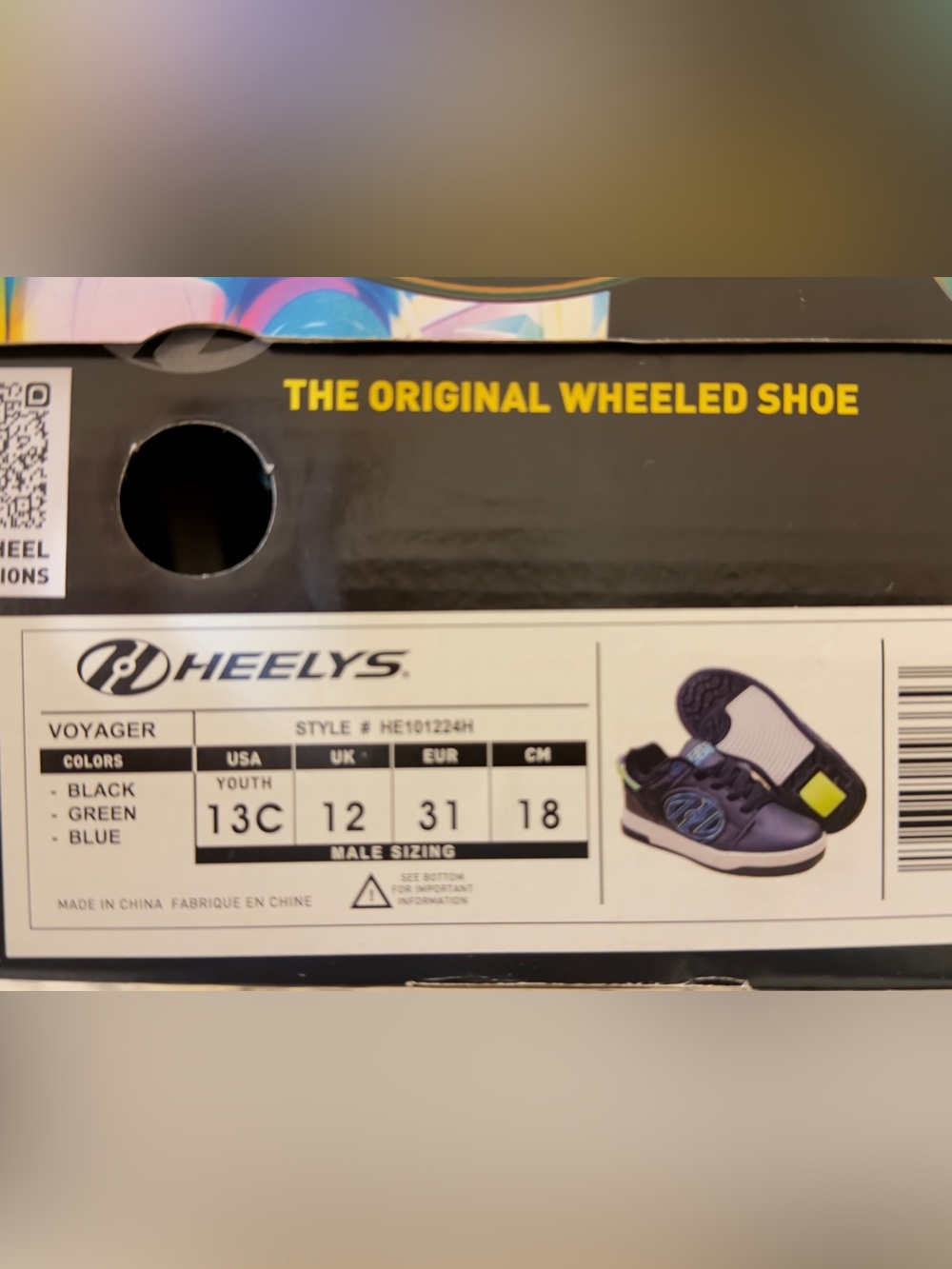 🆕 Heelys Kids Wheeled Shoes in Black, Blue and Green Trim